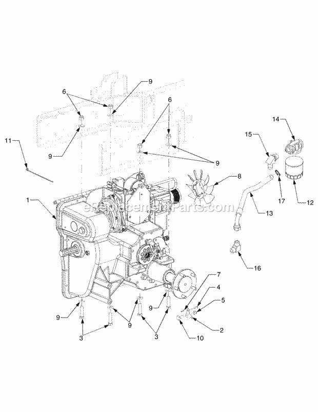 Transmission Mounting Diagram and Parts List for 5264DE 54AE546-710, 54BE546-710 Cub Cadet Lawn Tractor